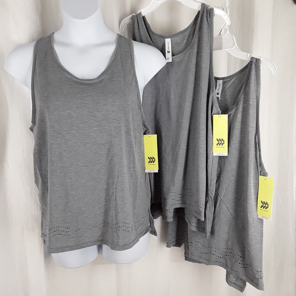 NWT 3 Tank Tops, Women's XL All In Motion Athletic Top, Gray, moisture wicking